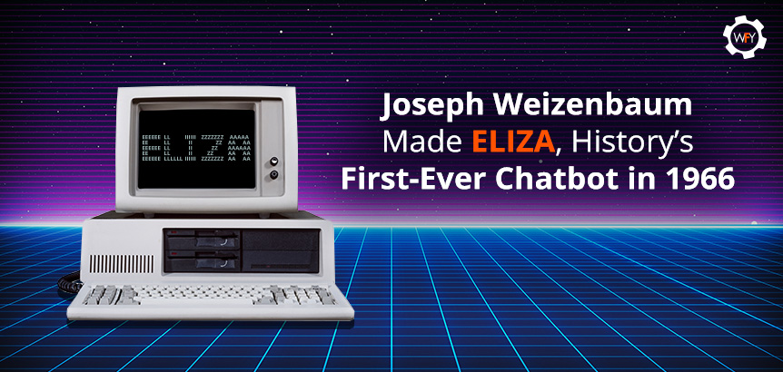 Vintage Computer With ELIZA Text on Monitor Representing The Earliest Chatbot Ever Created by Joseph Weizenbaum