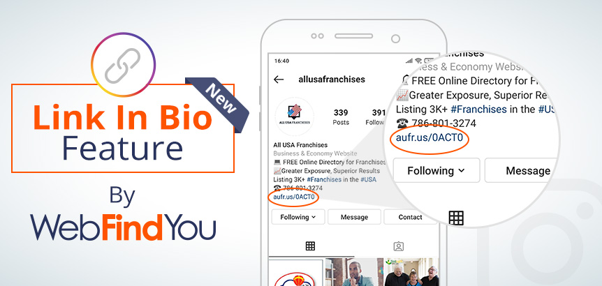 An Instagram Profile With WebFindYou's New Link In Bio Feature