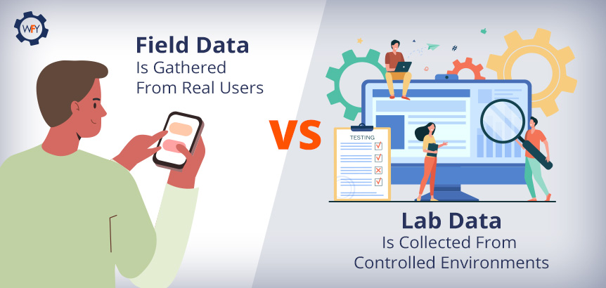 Real User on Left Gives Field Data vs Lab Data Collected in Controlled Environments and Devices