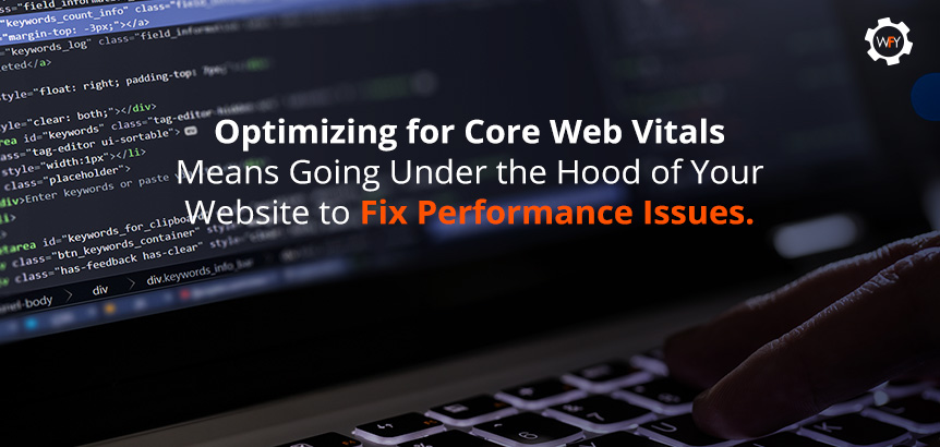 Laptop Displaying HTML Code Since Optimizing for Web Vitals Means Fixing Performance Issues by a Programmer