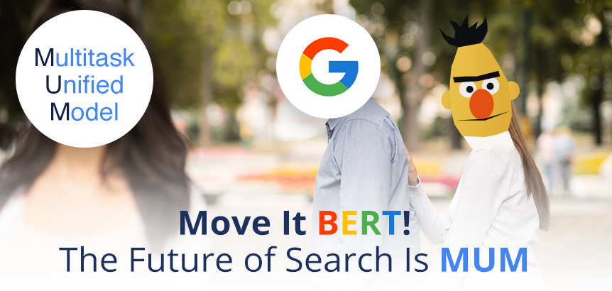 Man With Google Logo Head Holding Jealous Sesame Street BERT's Hand Staring At Woman Named MUM