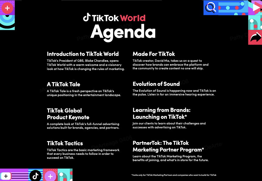 TikTok World Official Agenda