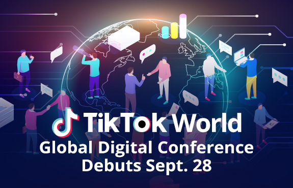 TikTok World Event Announcement And An Animated Crowd Of People