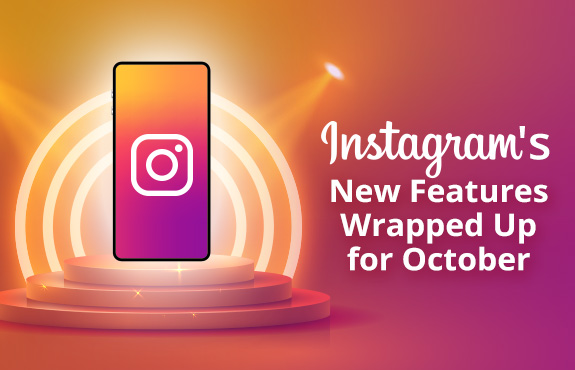 Phone on Stage Under Stage Lights Showcasing Instagram's New Features Wrapped Up for October
