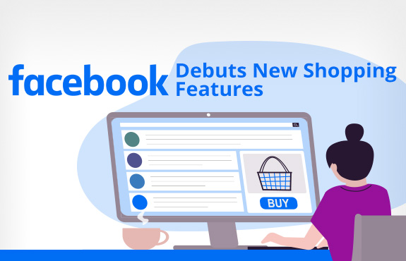 Caricature of a Woman Shopping Online To Symbolize Facebook Launching New Shopping Features