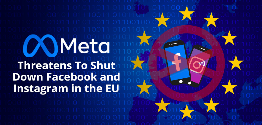Instagram and Facebook Logos on Phones Embededded Over European Union As Meta Threatens to Shut Those Apps Down