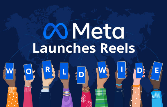 World Map With Hands Holding Phones Spelling Worldwide As Meta Launches Facebook Reels Worldwide
