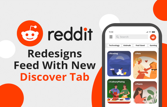 Reddit Redesigns Feed With New Discover Tab As Displayed on Phone With Images of Hobbies