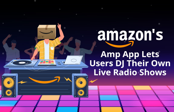 Dancers Surrounding DJ As He Wears Amazon Box on Head Using Amazon's Amp App To Play Music