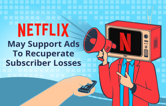 Person With TV on Head Displaying Netflix Logo Yelling Netflix May Support Ads To Recuperate Subscriber Losses
