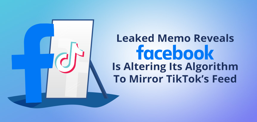 Facebook Logo Looking in Mirror, Reflecting Back is TikTok's Logo Because Facebook Is Copying TikTok's Algorithm
