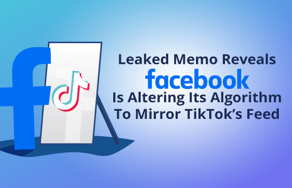 Facebook Logo Looking in Mirror, Reflecting Back is TikTok's Logo Because Facebook Is Copying TikTok's Algorithm