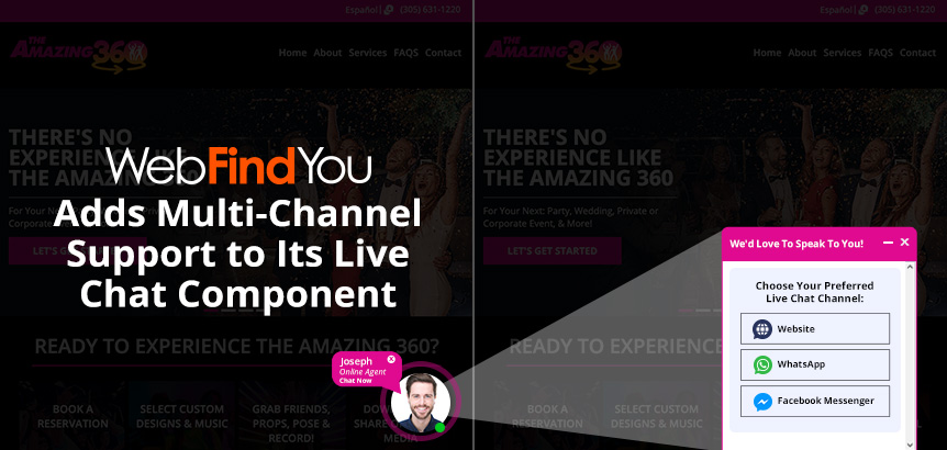 WebFindYou Adds Multi-Channel Support to Live Chat Component, Showing Several Options of Contact Via Website
