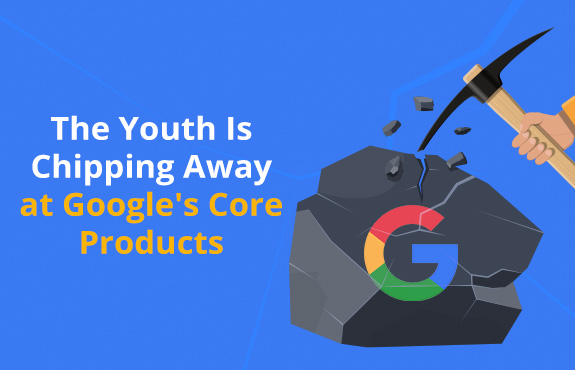 The Youth Chipping Away at Google's Core Products Symbolized as a Rock Being Pickaxed
