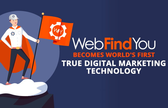 Person Atop Mountain Holding WebFindYou Flag as They Become World's First True Digital Marketing Technology