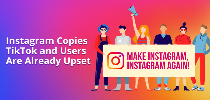 People Protesting Holding Sign Saying 'Make Instagram, Instagram Again' Upset That Instagram's Copying TikTok's Interface