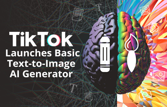 Pencil Icon on Leftside of Brain and an Artbrush on Right, Symbolizing TikTok's Text-to-Image AI Generator