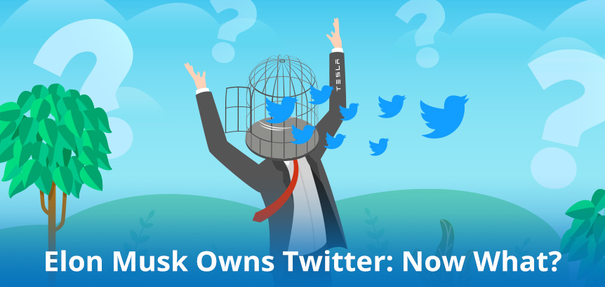 Person With an Opened Birdcage Head, Releasing Twitter Birds a Metaphorical Representation of Elon Musk Owning Twitter