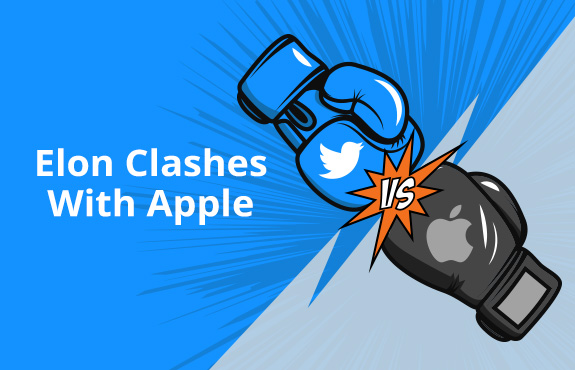 Twitter-Themed Boxing Glove Hitting Apple-Themed Glove as Elon Clashes With Apple