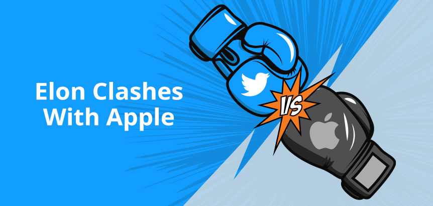 Twitter-Themed Boxing Glove Hitting Apple-Themed Glove as Elon Clashes With Apple
