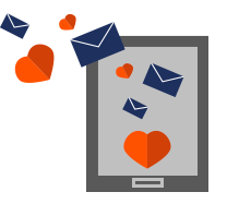 Captivate your clients with email marketing Tablet Heart letter