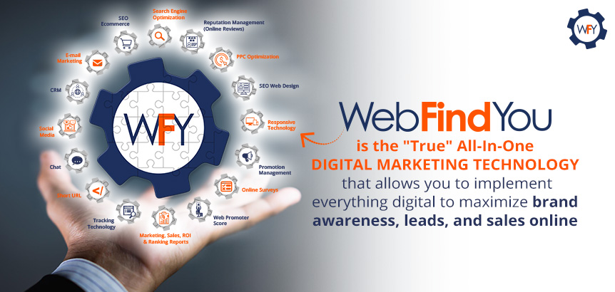 WebFindYou Provides All the Components Required to Implement True Digital Marketing in One Single Technology WebFindYou is True All-In-One Digital Marketing Technology