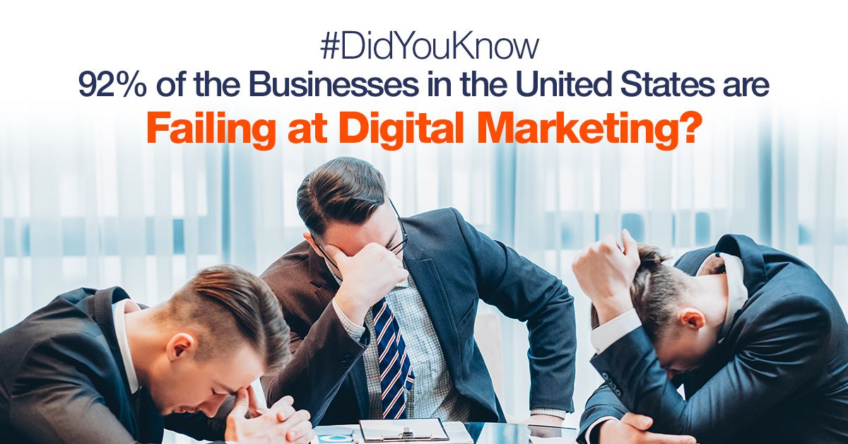 #DidYouKnow 92% of the Businesses in the United States are Failing at Digital Marketing?