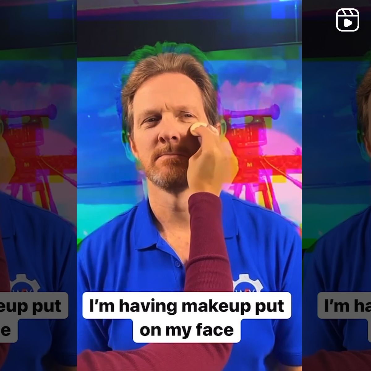 I'm having makeup put on my face